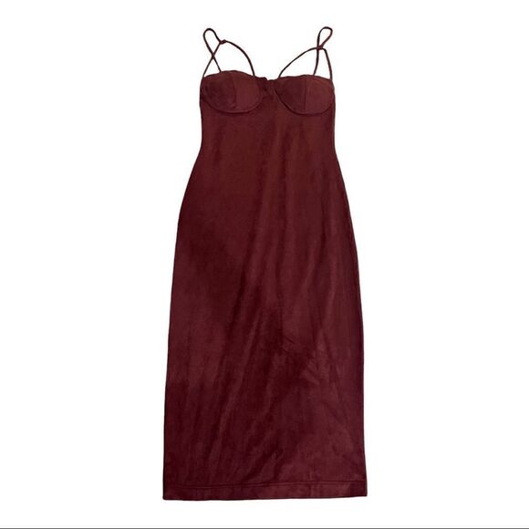 Small Burgundy Fashion Nova Bustier Knee Length Maxi Dress - Picture 1 of 4